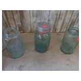 3-- BLUE / GREEN CANNING JARS
