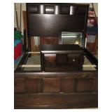 QUEEN BED, NIGHT STAND & WALL MIRROR