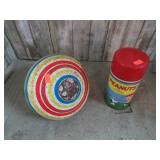 VINTAGE SPINNER TOY & PEANUTS THERMOS
