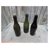 OLD GREEN GLASS BOTTLES