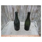 OLD GREEN GLASS BOTTLES