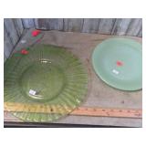 FIREKING JADEITE PLATE & GREEN GLASS PLATTER