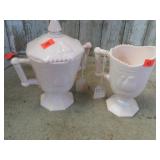 PINK MILK GLASS CREAM & SUGAR