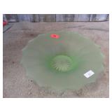 FROSTED GREEN URANIUM GLASS BOWL