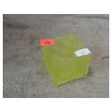 YELLOW SATIN URANIUM GLASS CANDLE HOLDER