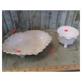 PINK MILK GLASS FOOTED BOWLS
