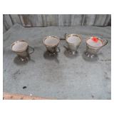 STERLING SILVER DEMITASSE HOLDERS W/ CUPS