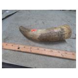 SCRIMSHAW ENGRAVED HORN