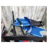PAIR-- DIVE FLIPPERS & 3 SNORKLES
