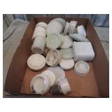 MILK GLASS JAR TOPS, ETC
