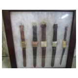 5-- VINTAGE WATCHES IN DISPLAY CASE