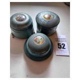Antique (3) Powder Puff Boxes