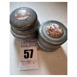 Antique (2) Powder Puff Boxes & one Puff