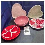 5 pcs - Misc Valentine Plates & Pink Bowl
