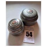 Antique (2) Powder Puff Boxes & one Puff