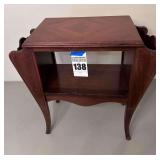 Antique / Vintage Side Wooden Table with magazine rack on both sides