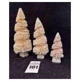 3 - Flocked White Bottle Brush Trees