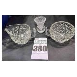 Sugar & Creamer & Princess House Crystal small vase.