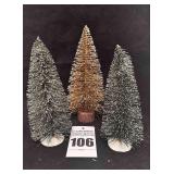 3 Flocked Bottle Brush Christmas Trees
