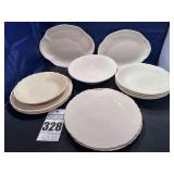 Vintage Ivory Scalloped Edge Plates, Planter, Soup Bowls, (2 Designs)