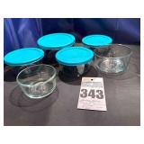 10 pc - Anchor Hocking Storage Containers in Teal with Lids