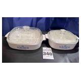 2 - Vintage Blue Cornflower Casserole Dishes with Lids