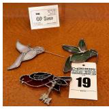 Opalescent Glass Birds (3)