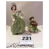 2 Vintage Windy Females in Green Dresses