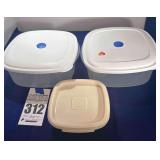 2 - Whitefurzer Storage Containers & 1 Rubbermaid container