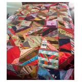Antique Quilt - Patchwork Red Silk Backing