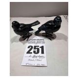 2 Black/Blue Bird Sculptured Figurines
