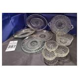 7 pcs - Misc Etched Glass Serving Items