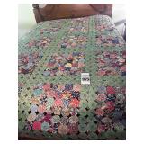 Antique Quilt - Light Green  - "Yo-Yos"