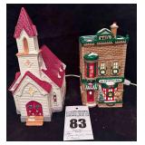 Dept 56 - Snow Village 2  "The Christmas Shop" 1991 & "Good Shepherd Chapel" 1992