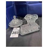 5 pc American Brilliant Period Cut Crystal serving items