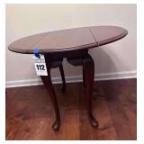 Queen Anne Drop Leaf Round Side Table - Solid Cherry