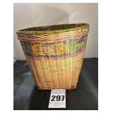Vintage Bambo Woven Hand Painted Basket