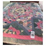 Antique Quilt - Patchwork Diamond - Shows Wear
