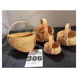 4 - Hand woven Mini Butt Bottom Baskets