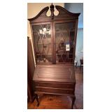 Antique Mahogany Secretary Desk with Bookcase has Key