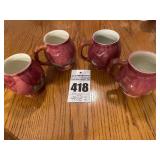 4 - Franciscan Sculptured Apple Mugs