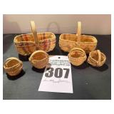 6 - Hand woven Mini Butt Bottom Baskets - 2 rectangular
