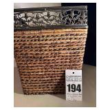 Wicker Storage Box with Decorative Metal Top