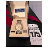Men Seiko Quartz Watch - Gold Tone with Case