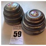 Antique (2) Powder Puff Boxes & one Puff