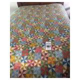 Antique Quilt - Pinwheels with Blue Backing