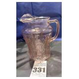 Vintage Federal Glass  Pink Sharon Cabbage Rose Pitcher