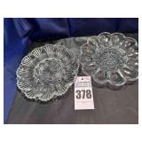 2 - Anchor Hocking Depression Glass  Deviled Egg Plates