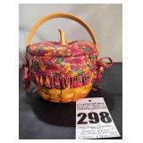 Longaberger Pumpkin Woven Basket with Lid  & Fabric Liner & Insert