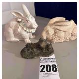 3 - Rabbits (two are planters  & paperweight)
